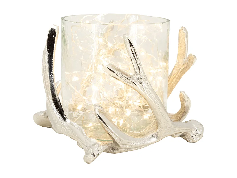 Photophore bois de cerf en aluminium Diamètre 16cm