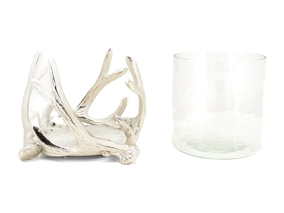 Photophore bois de cerf en aluminium Diamètre 16cm