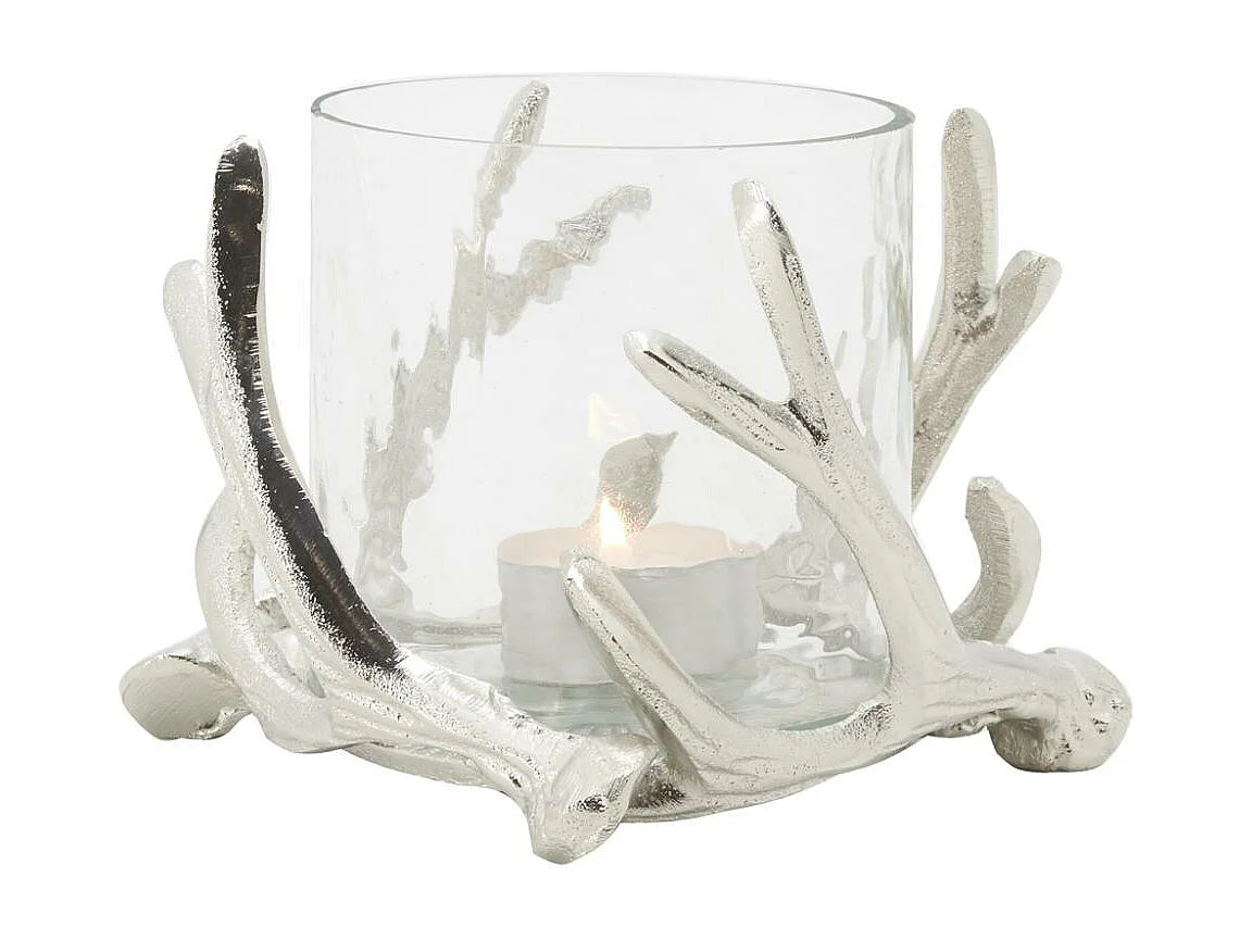 Photophore bois de cerf en aluminium Diamètre 16cm