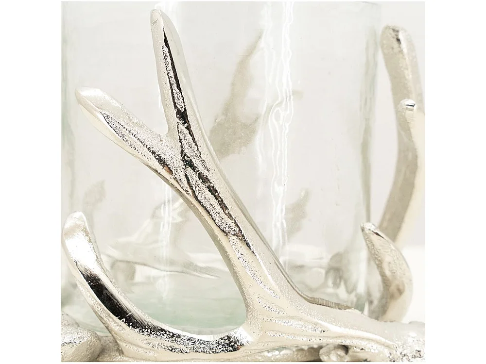 Photophore bois de cerf en aluminium Diamètre 16cm