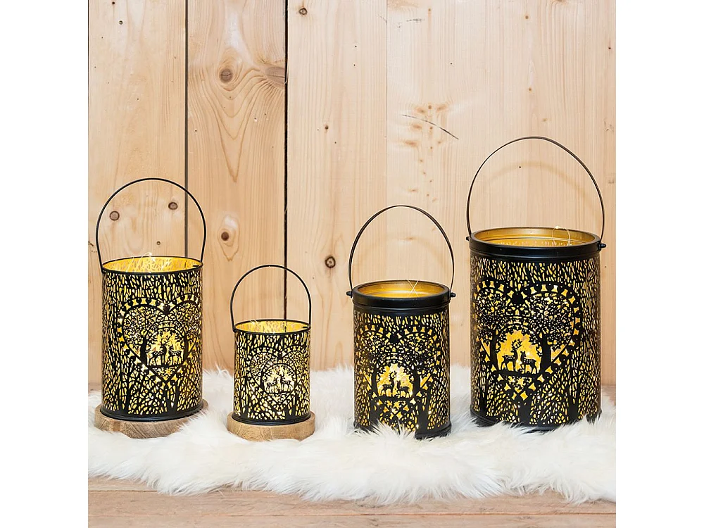 Portavelas de metal lacado en negro