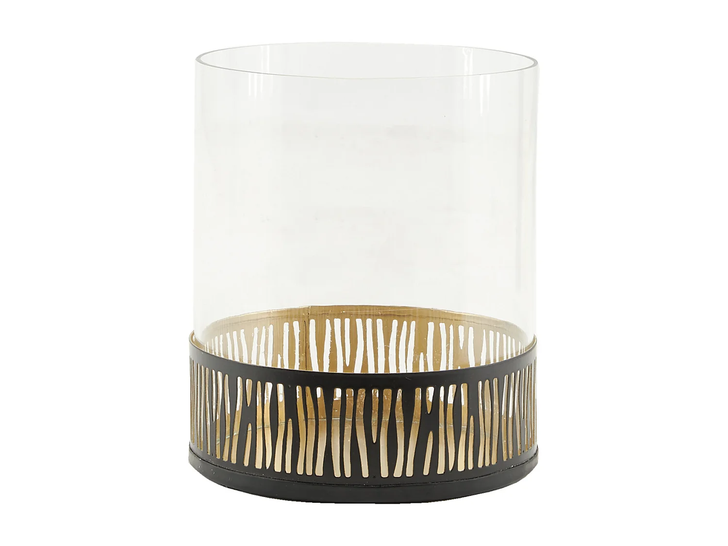 Portavelas de metal y cristal