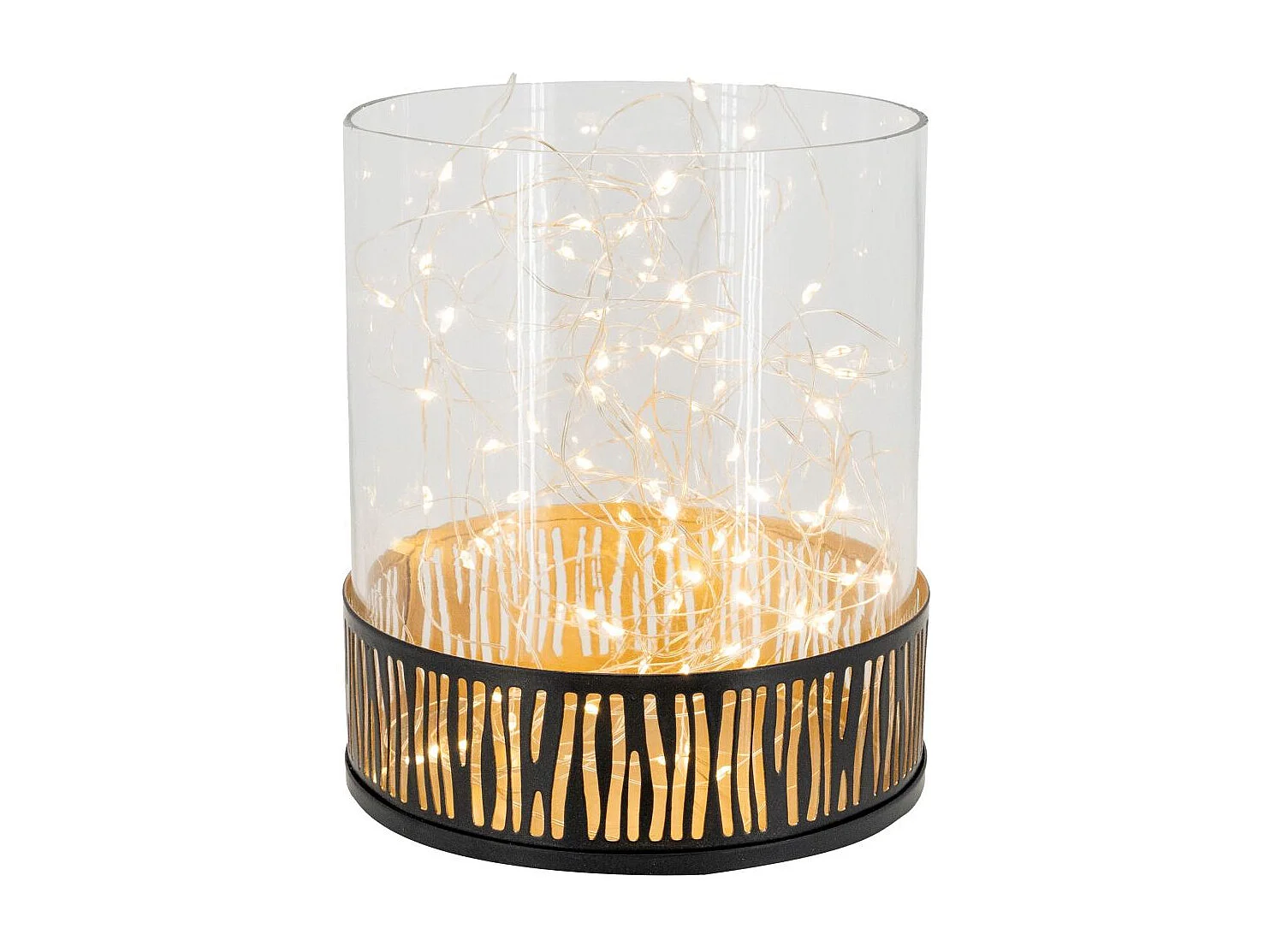 Portavelas de metal y cristal