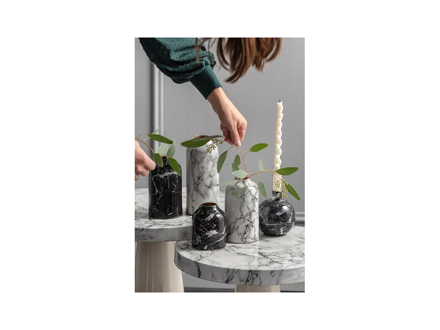 Portacandela effetto marmo 10 x 10 cm Marmo