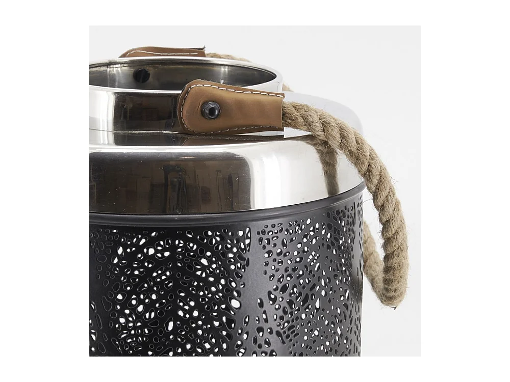 Lanterne en métal et corde Feuilles