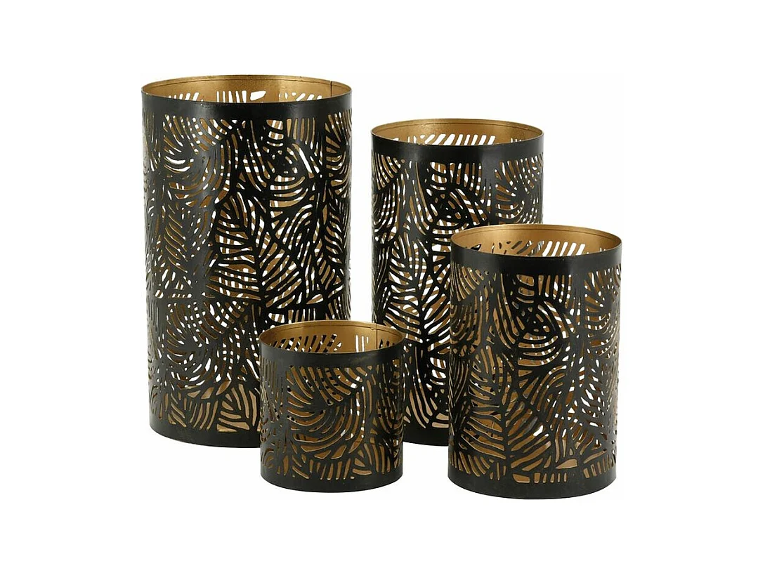 Photophores en métal Feuillage (Lot de 4)