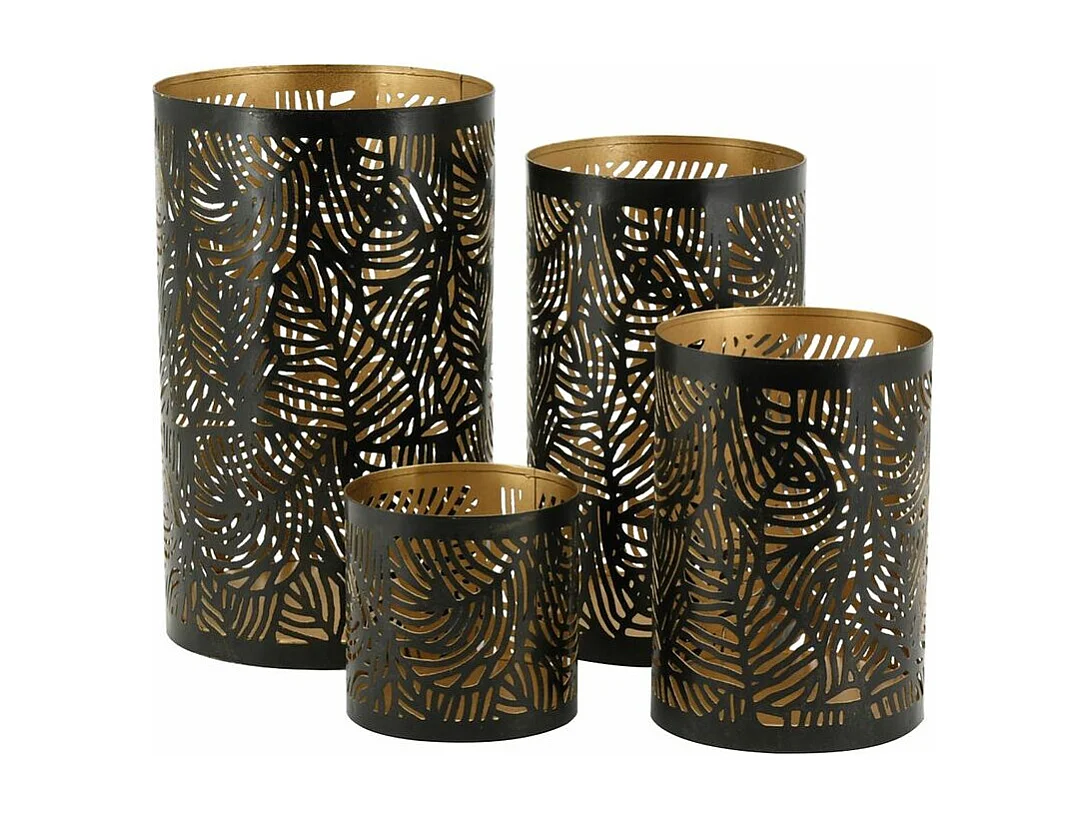 Photophores en métal Feuillage (Lot de 4)