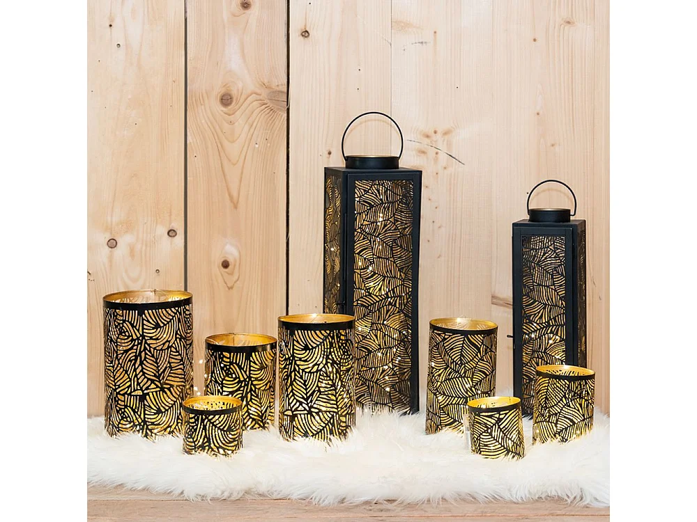 Photophores en métal Feuillage (Lot de 4)