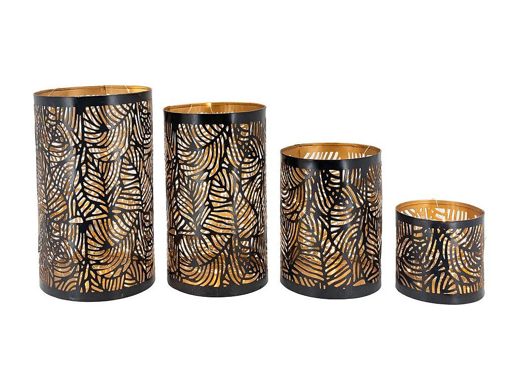 Photophores en métal Feuillage (Lot de 4)