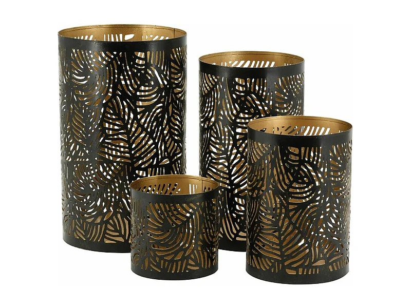 Photophores en métal Feuillage (Lot de 4)