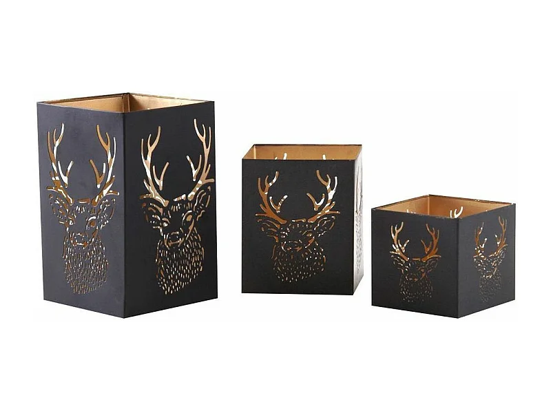 Photophore carré tête de cerf (Lot de 3)