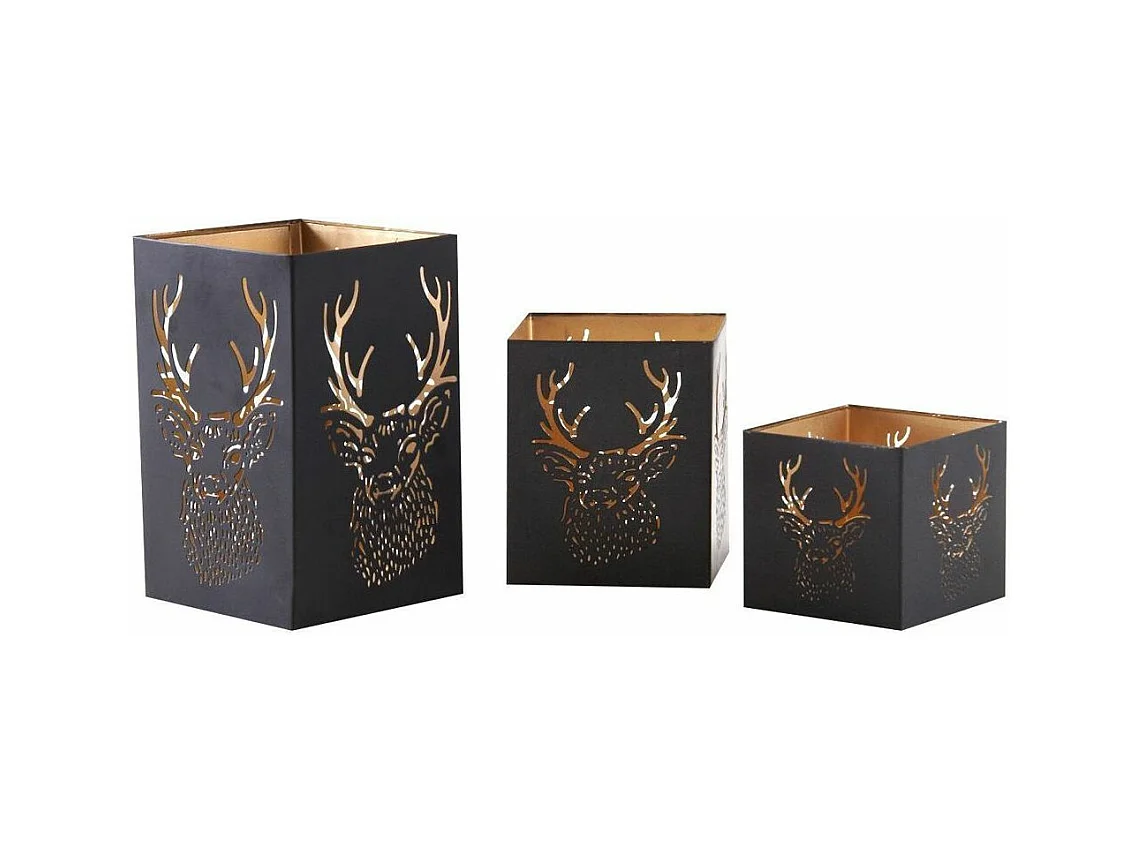 Photophore carré tête de cerf (Lot de 3)