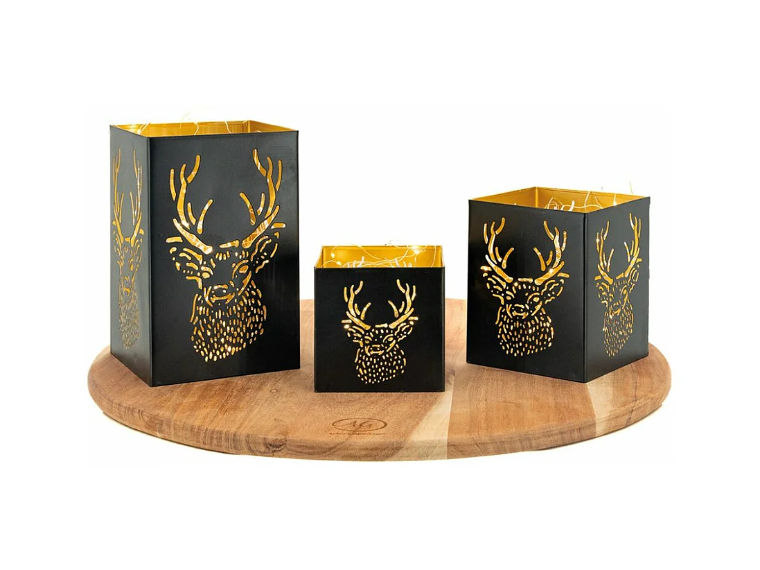 Photophore carré tête de cerf (Lot de 3)