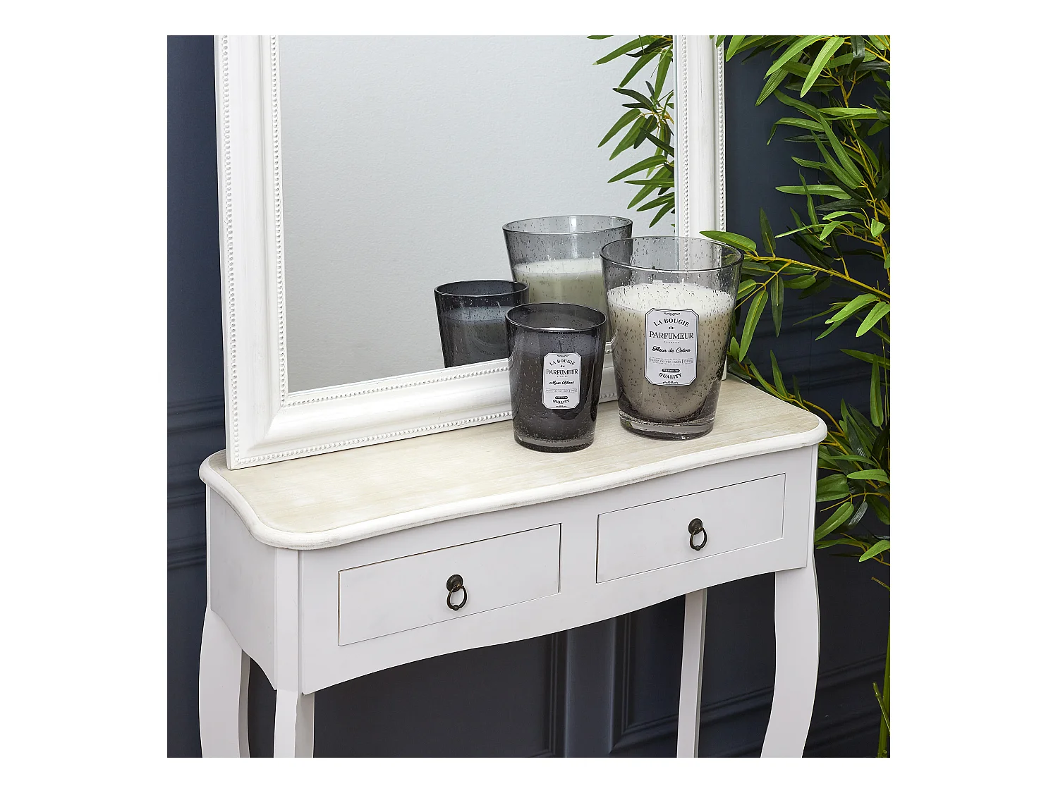 Bougie Parfumee Verre Bulle Gris Fonce Gris