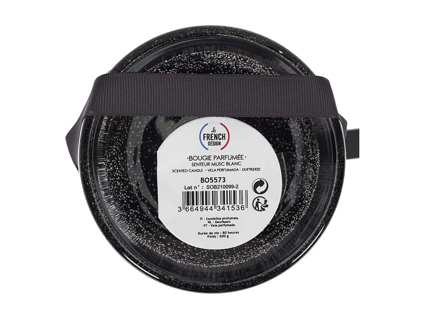 Bougie Parfumee Verre Bulle Gris Fonce Gris