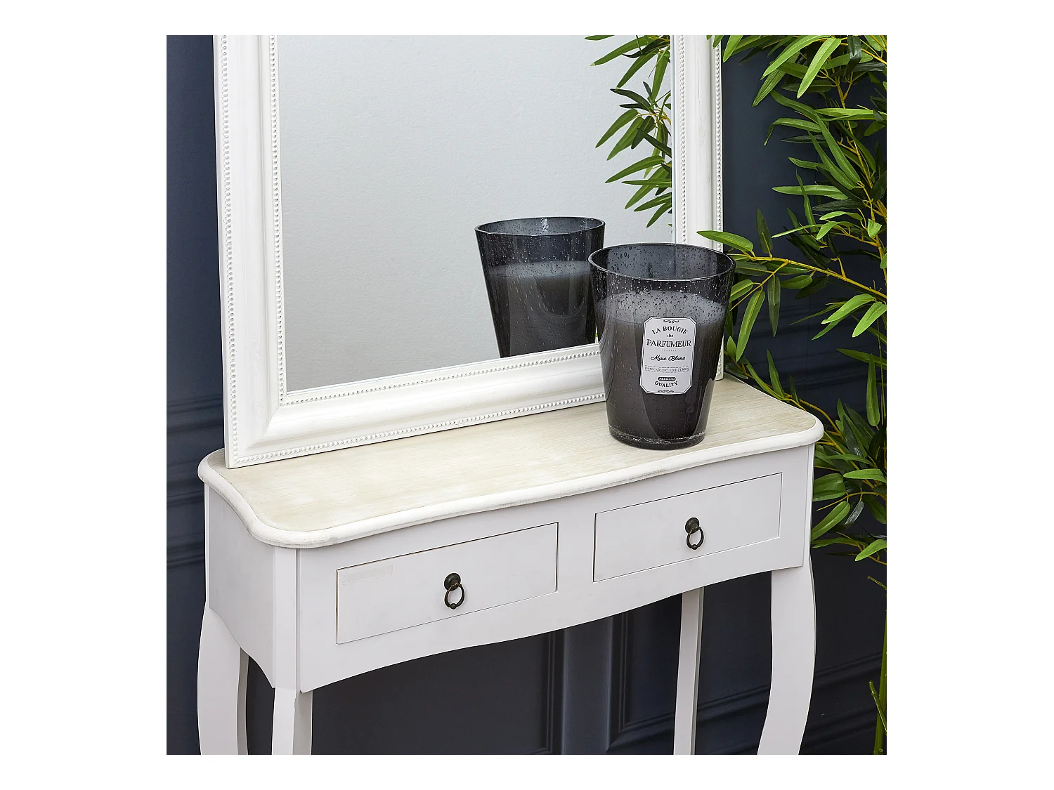 Bougie Parfumee Verre Bulle Gris Fonce H23cm Gris