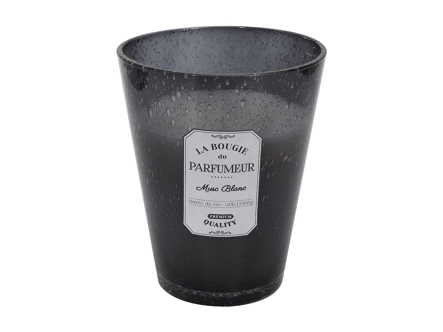 Bougie Parfumee Verre Bulle Gris Fonce H23cm Gris