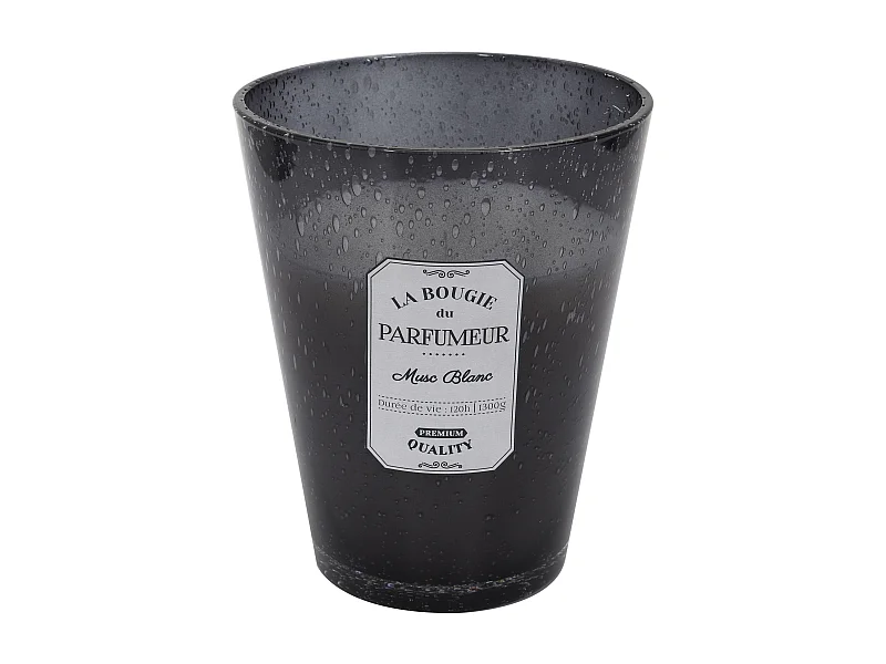 Bougie Parfumee Verre Bulle Gris Fonce H23cm Gris