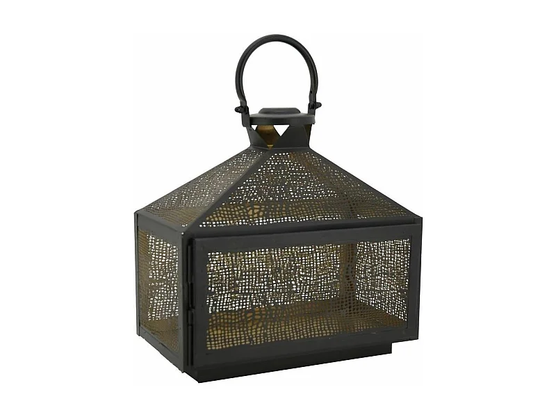 Rechteckige Laterne aus schwarzem Metall