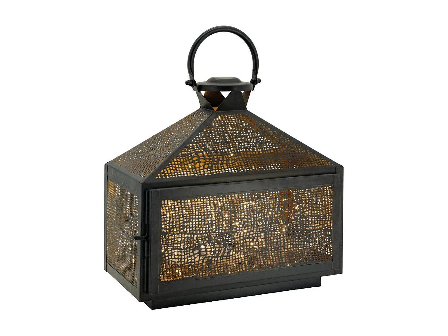 Rechteckige Laterne aus schwarzem Metall
