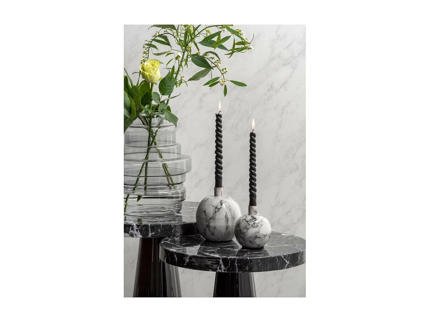 Bougeoire effet marbre 10 x 10 cm Marble Blanc