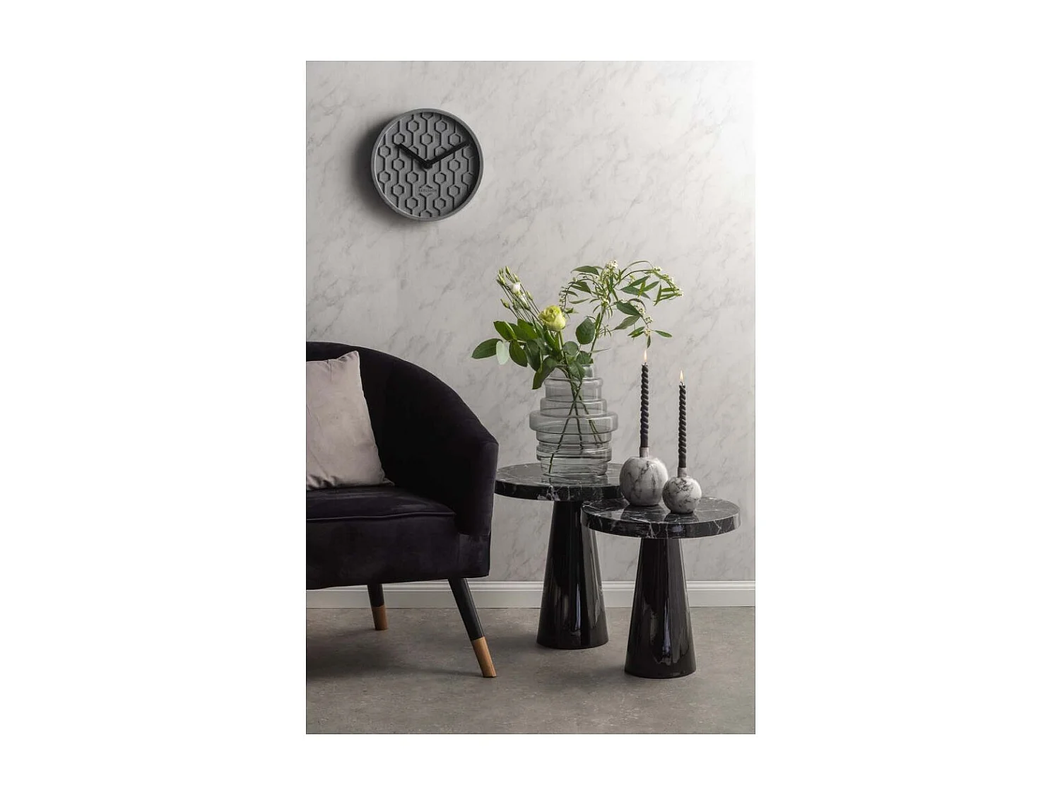 Bougeoire effet marbre 10 x 10 cm Marble Blanc