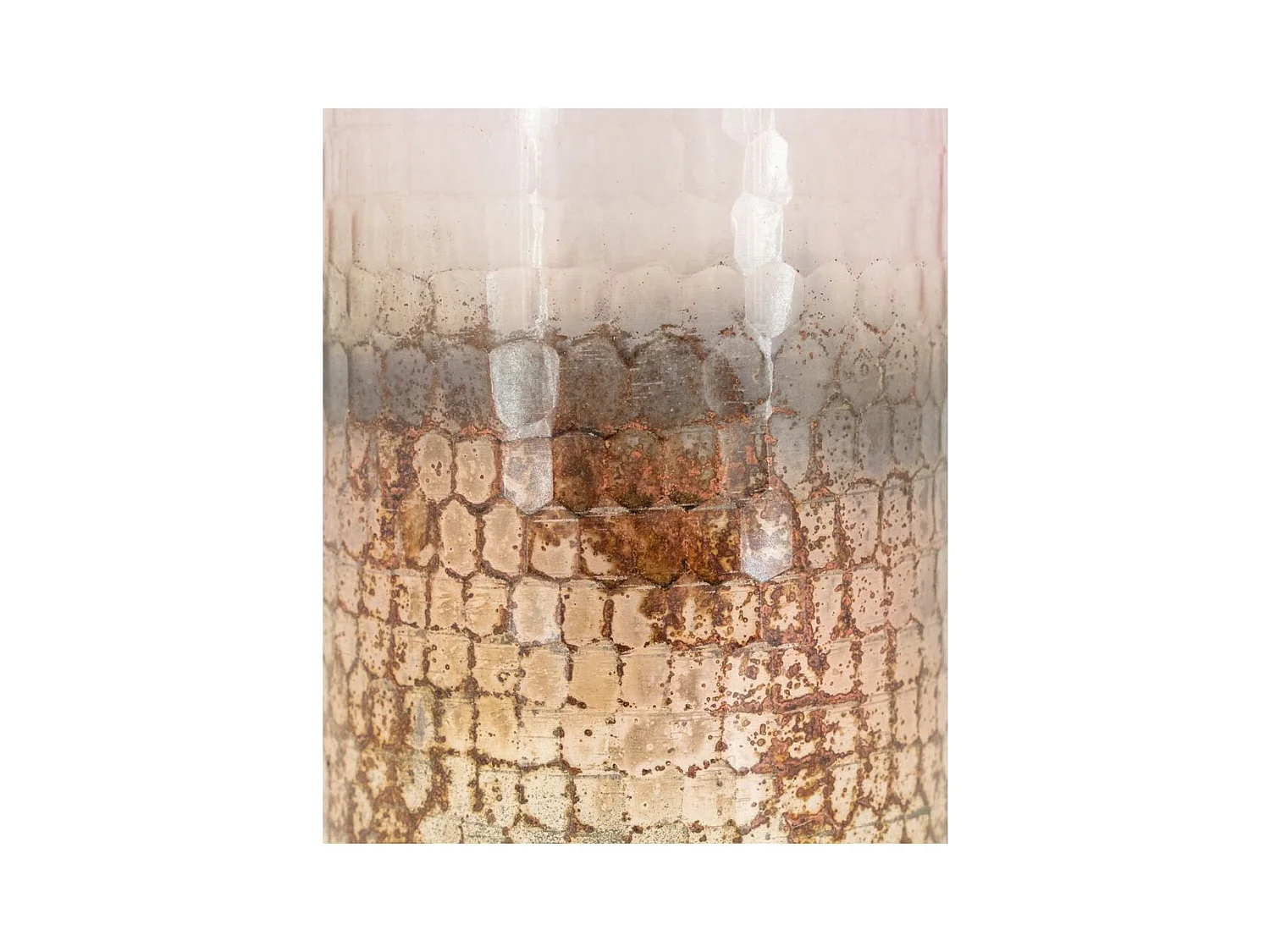 Photophore en verre teinté rose et doré 8 cm