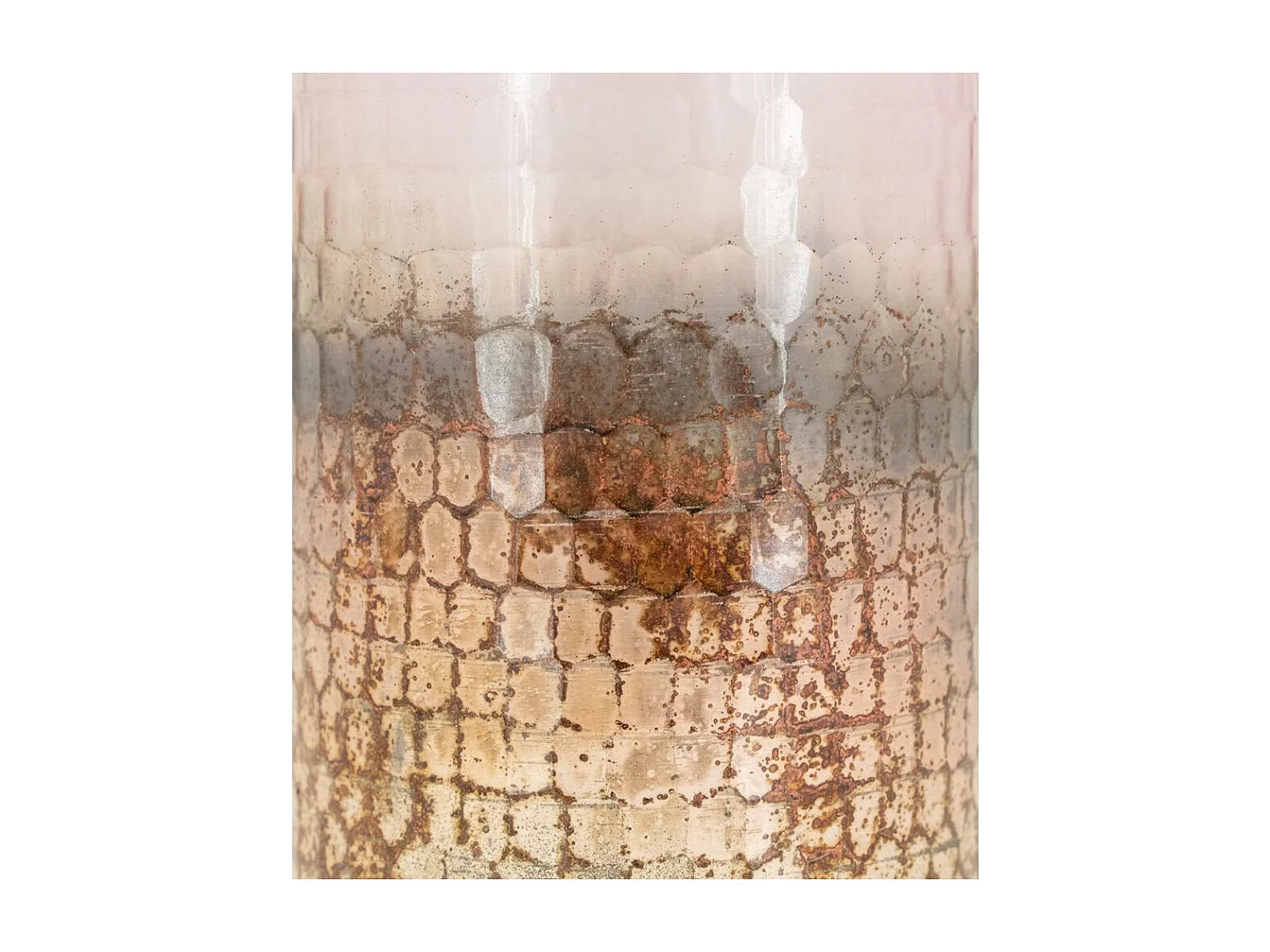 Photophore en verre teinté rose et doré 8 cm