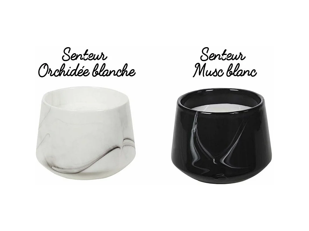 Duftkerze im Topf aus Dolomit mit Marmor Optik (Doppelpack)