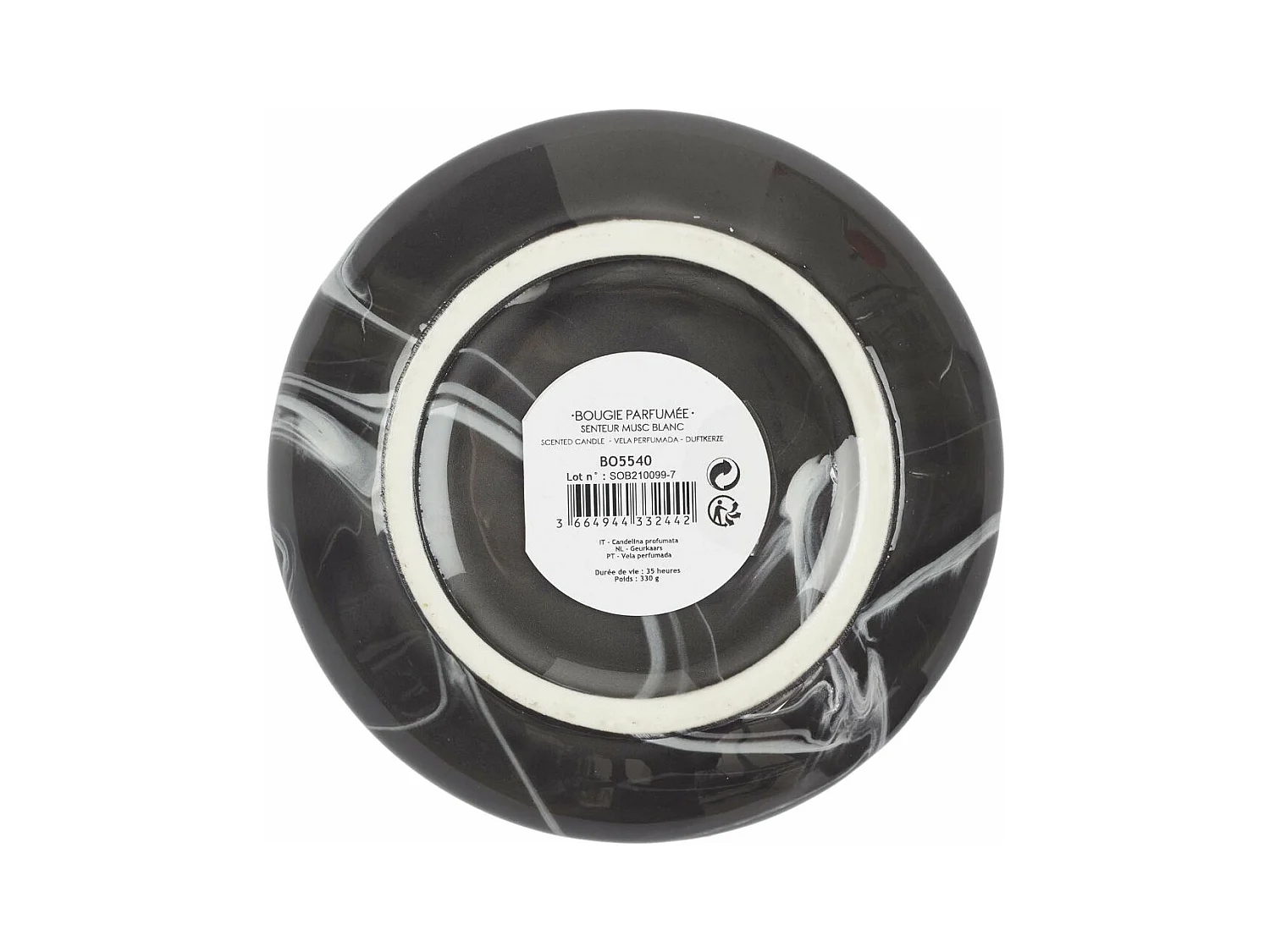 Duftkerze im Topf aus Dolomit mit Marmor Optik (Doppelpack)