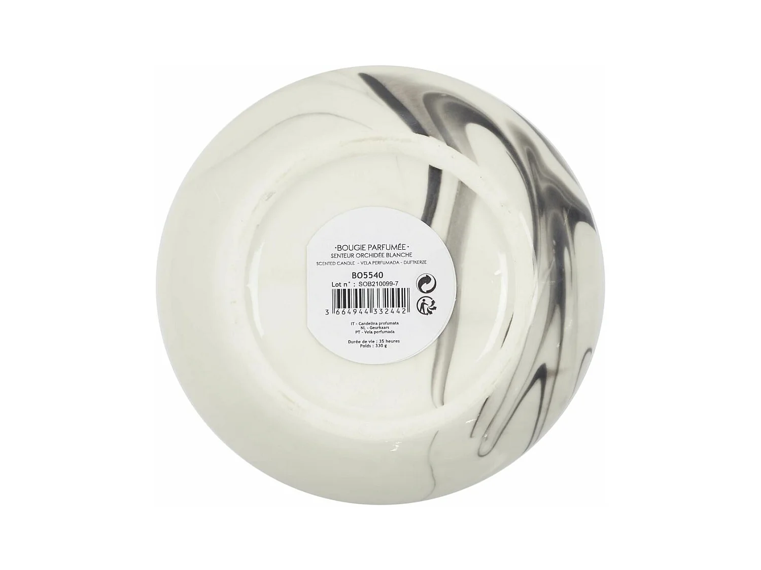 Duftkerze im Topf aus Dolomit mit Marmor Optik (Doppelpack)