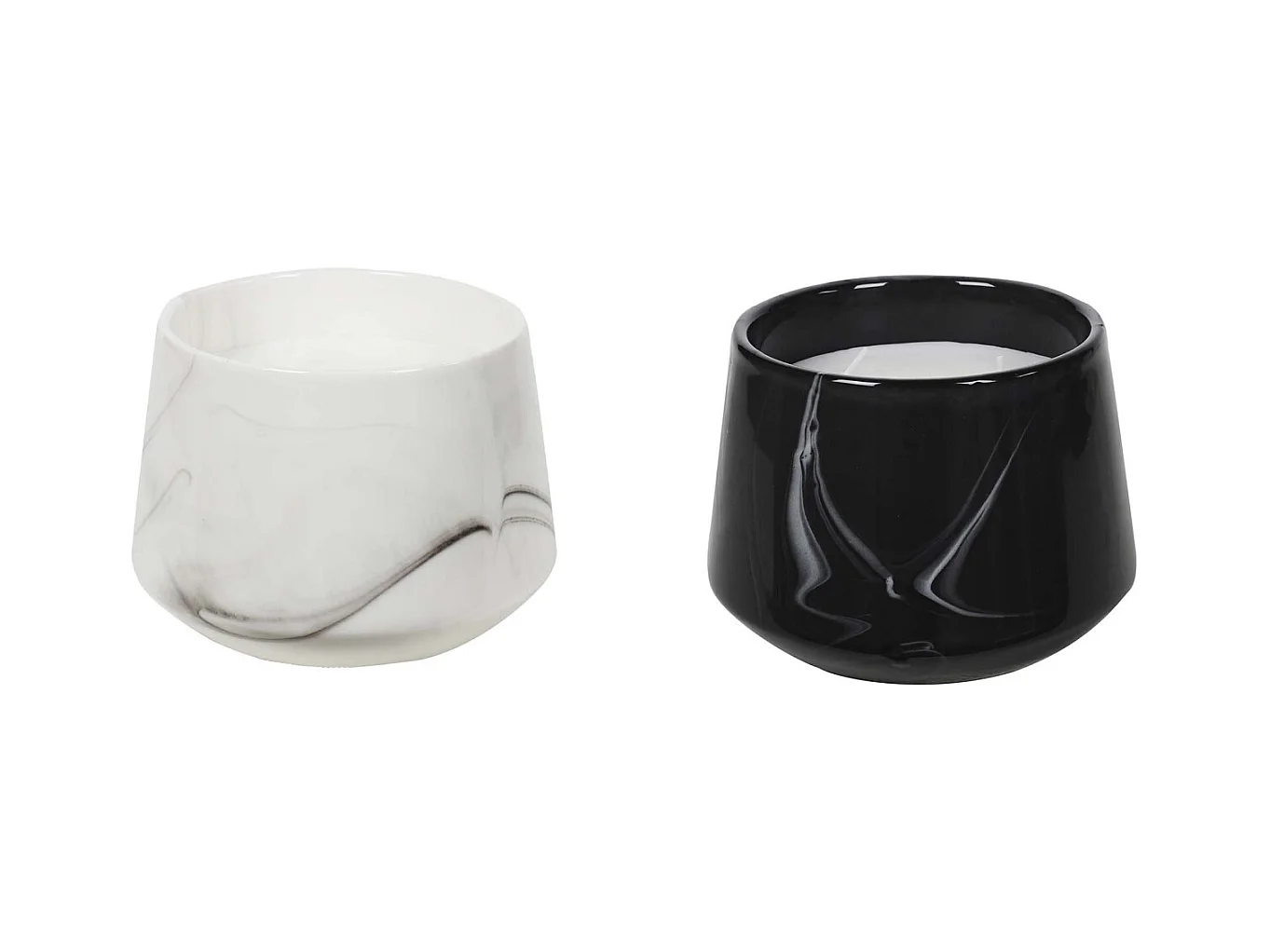 Bougie parfumée pot en dolomite effet marbre (Lot de 2) 10,5 x 13,5 cm