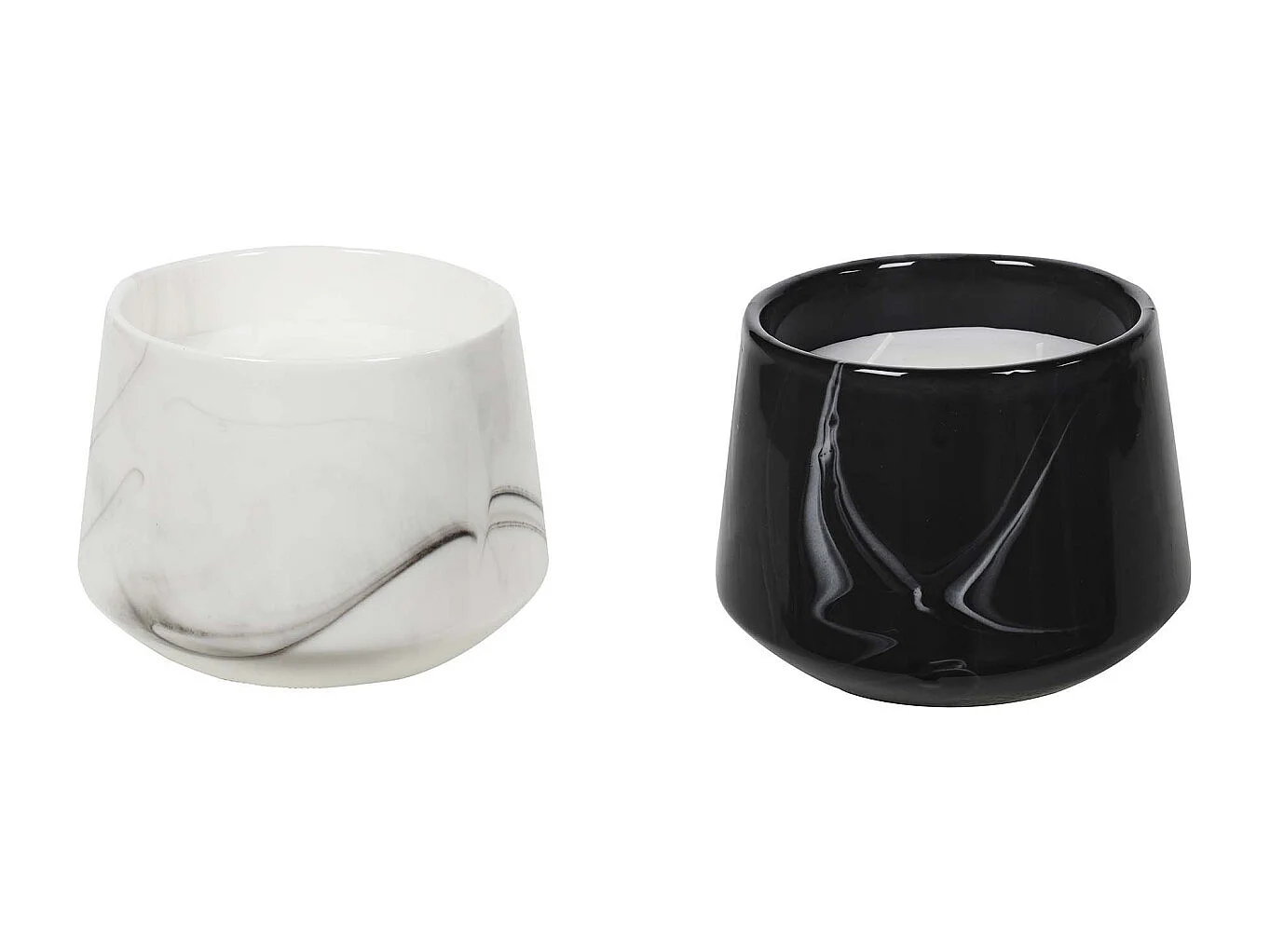 Bougie parfumée pot en dolomite effet marbre (Lot de 2) 10,5 x 13,5 cm