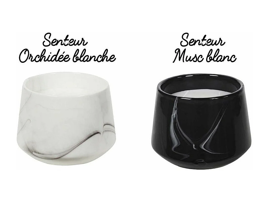 Bougie parfumée pot en dolomite effet marbre (Lot de 2) 10,5 x 13,5 cm