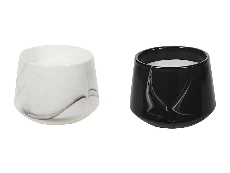 Bougie parfumée pot en dolomite effet marbre (Lot de 2) 10,5 x 13,5 cm