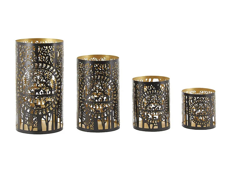 Portacandele in metallo Forest (set di 4)