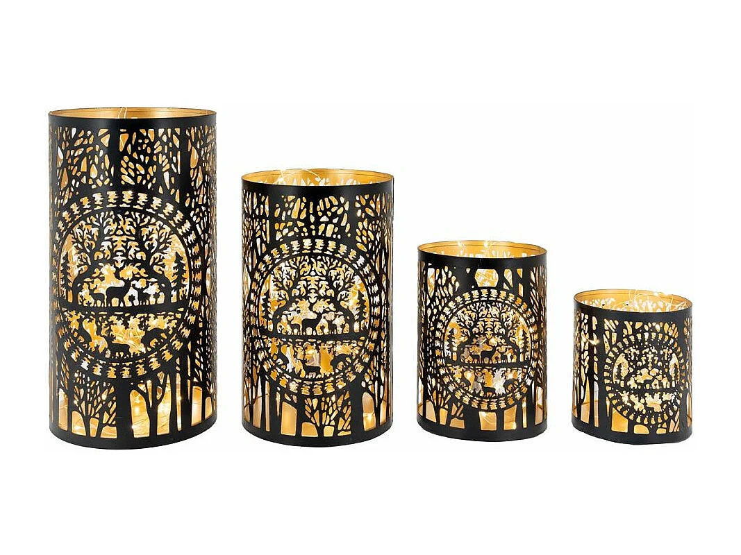 Portacandele in metallo Forest (set di 4)