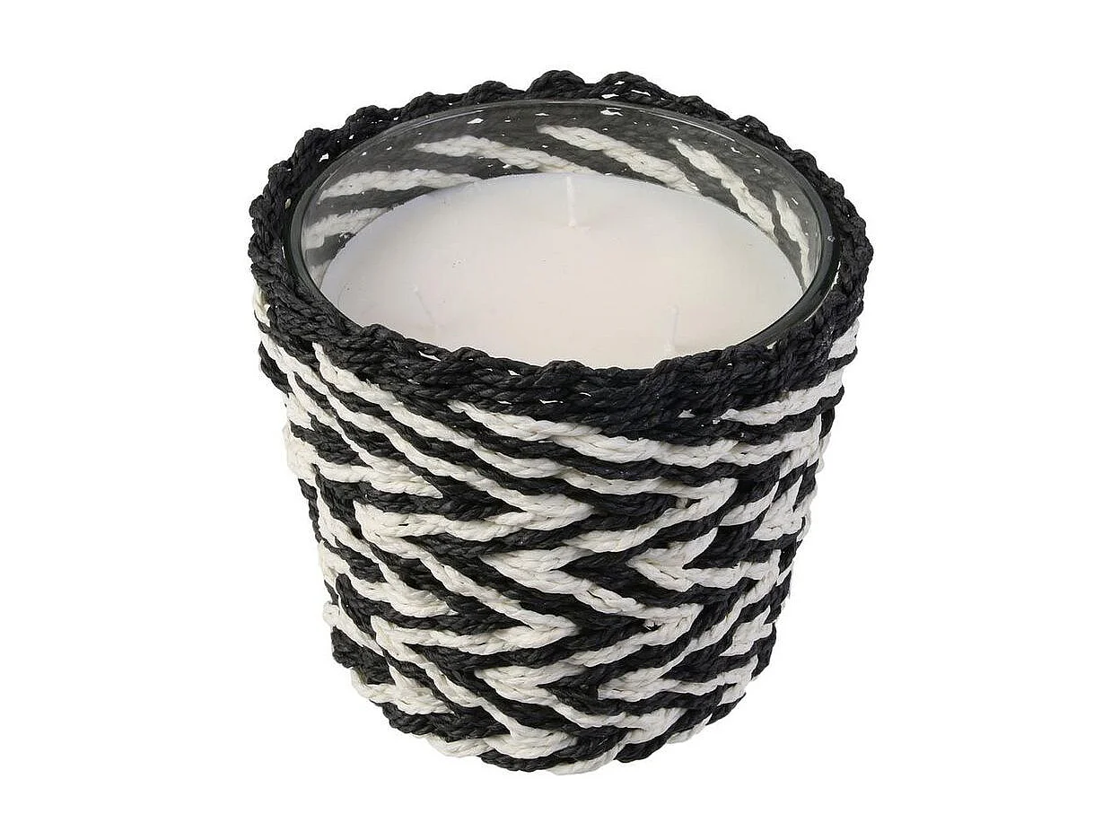 Candela profumata 3 stoppini diametro 15 cm base intrecciata