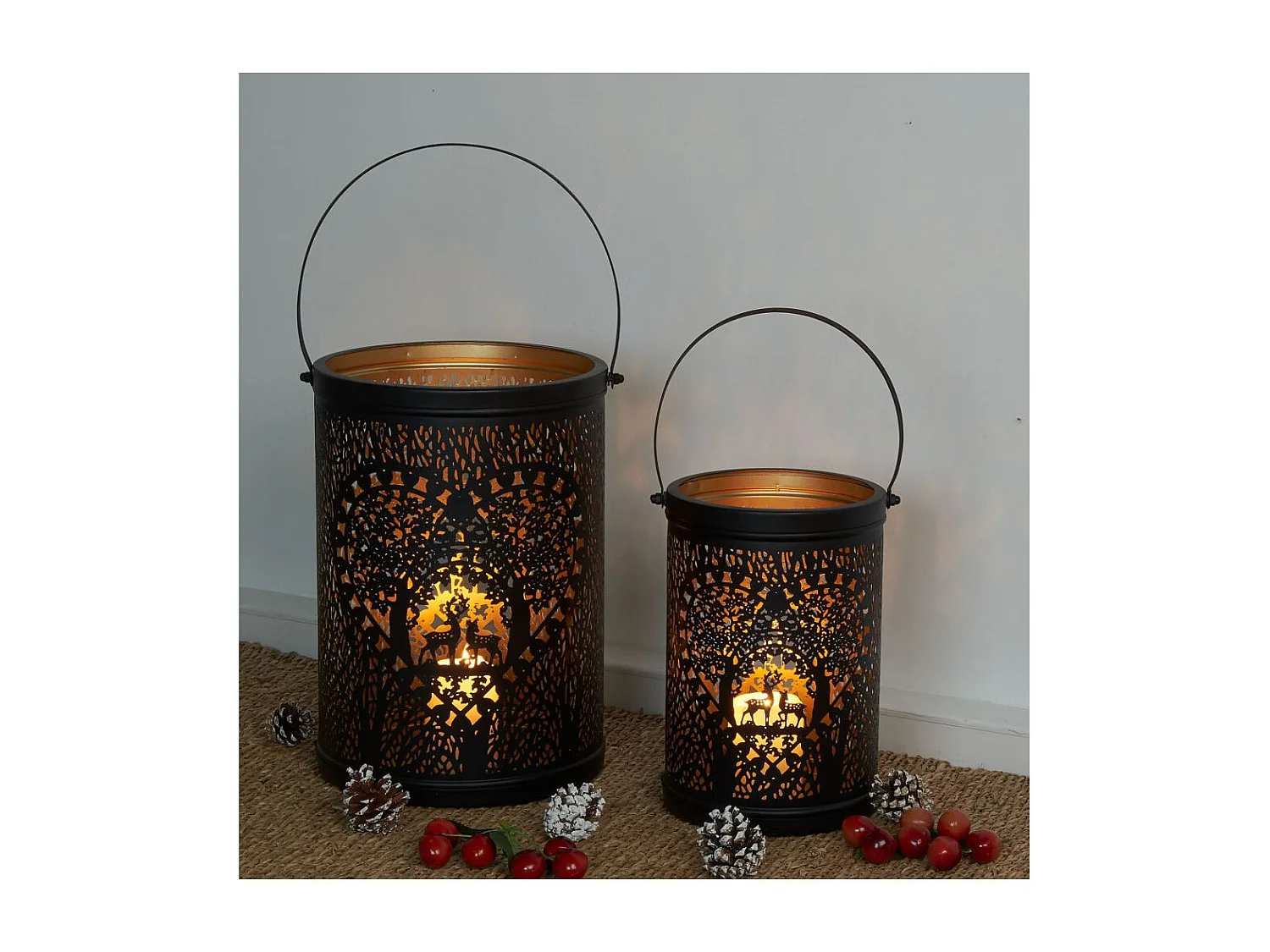 Lanternes en métal noir laqué Cerf