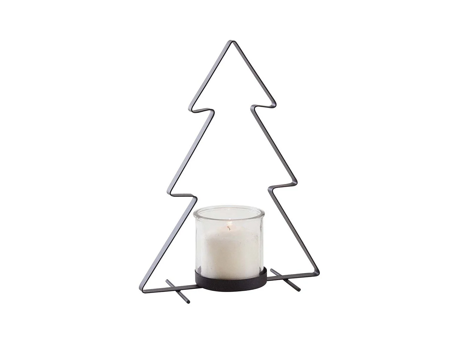 Photophore sapin en métal noir avec photophore en verre – Décoration lumineuse Noël