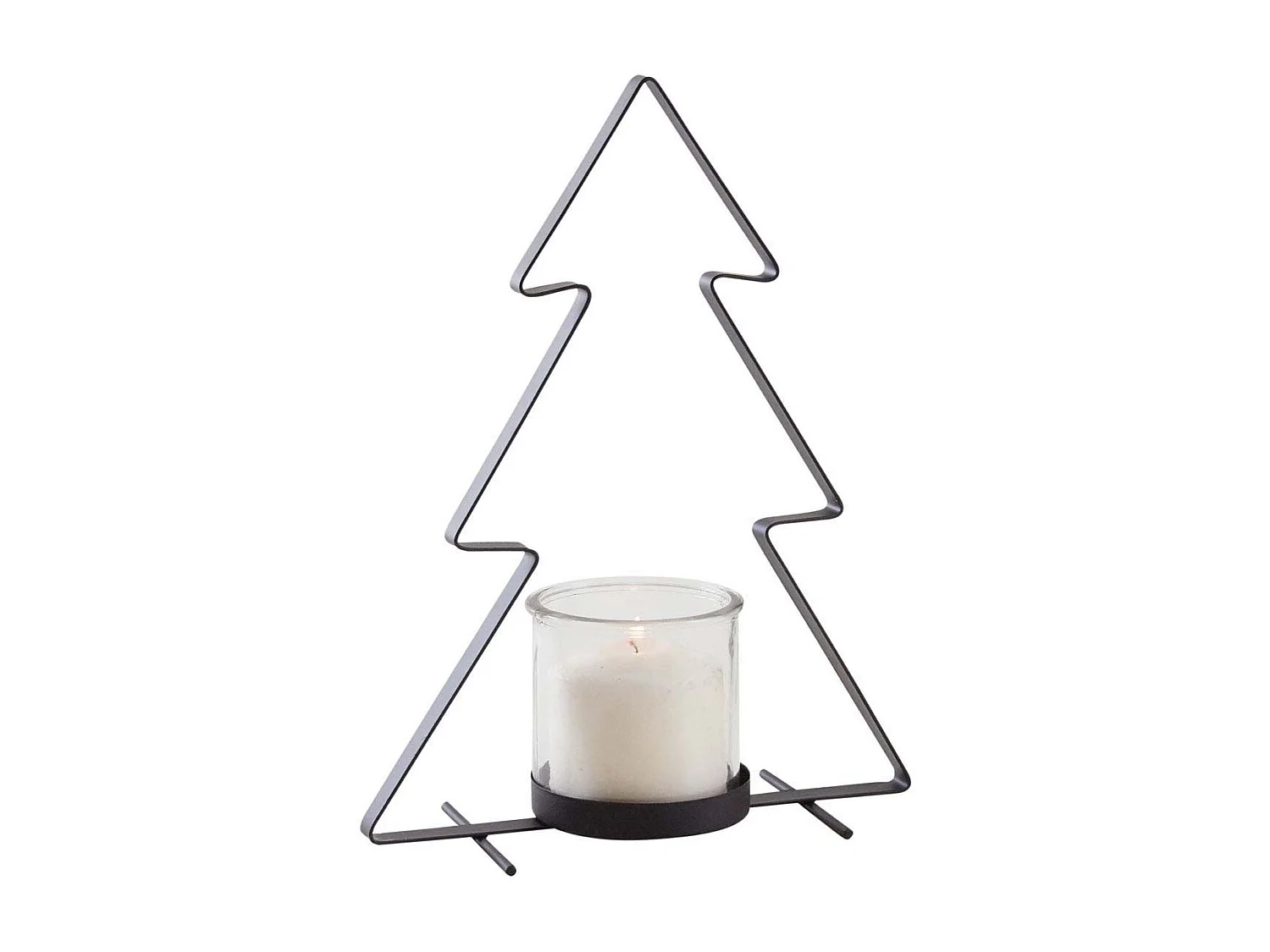Windlicht Tanne aus Glas und Metall 35cm