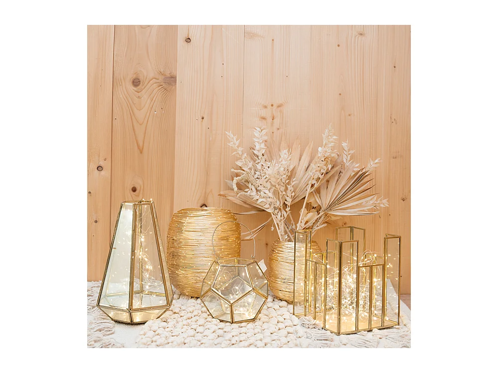 Photophore carré en laiton et verre 19x19cm