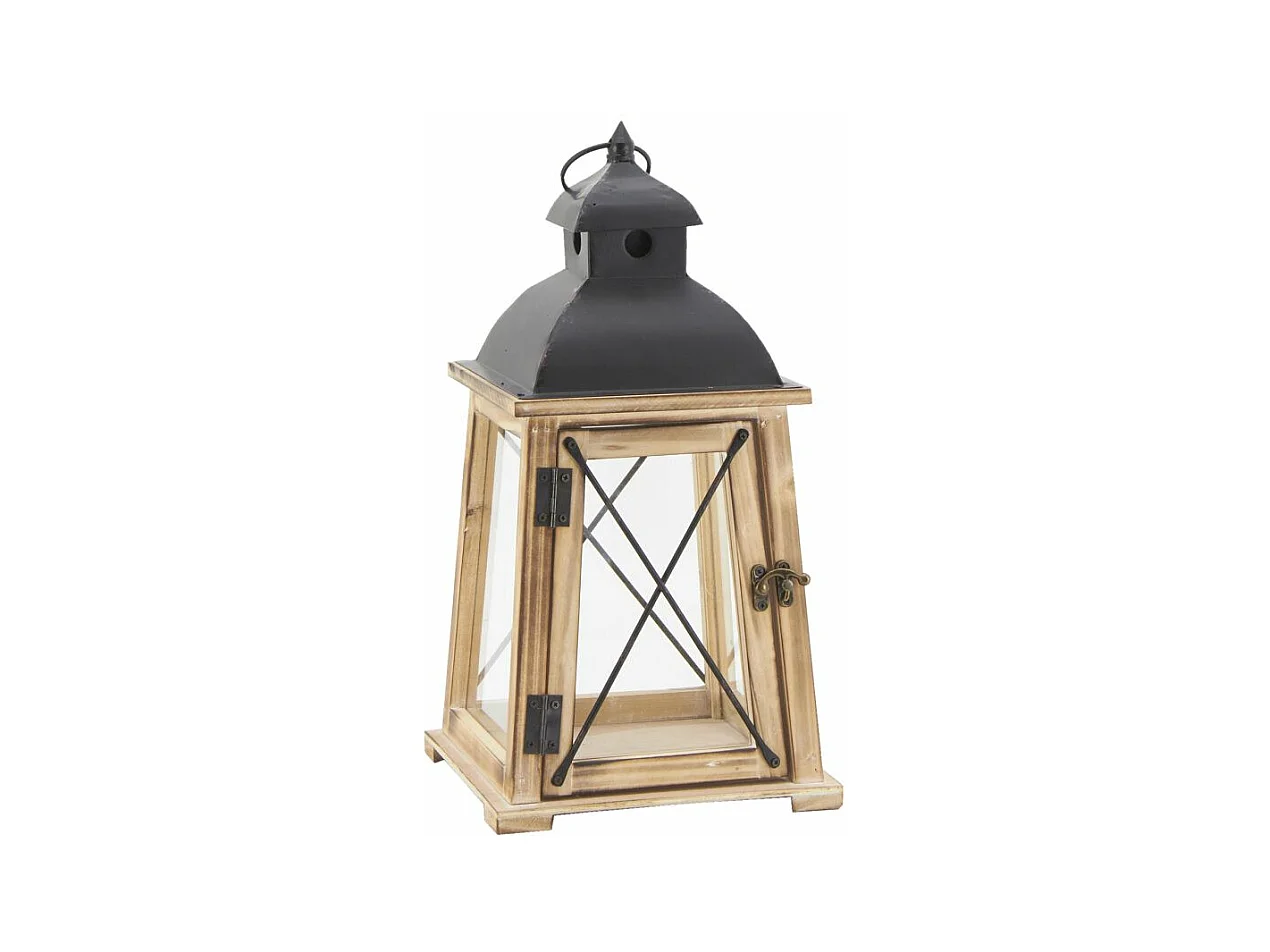 Lanternes en pin et métal (Lot de 2)