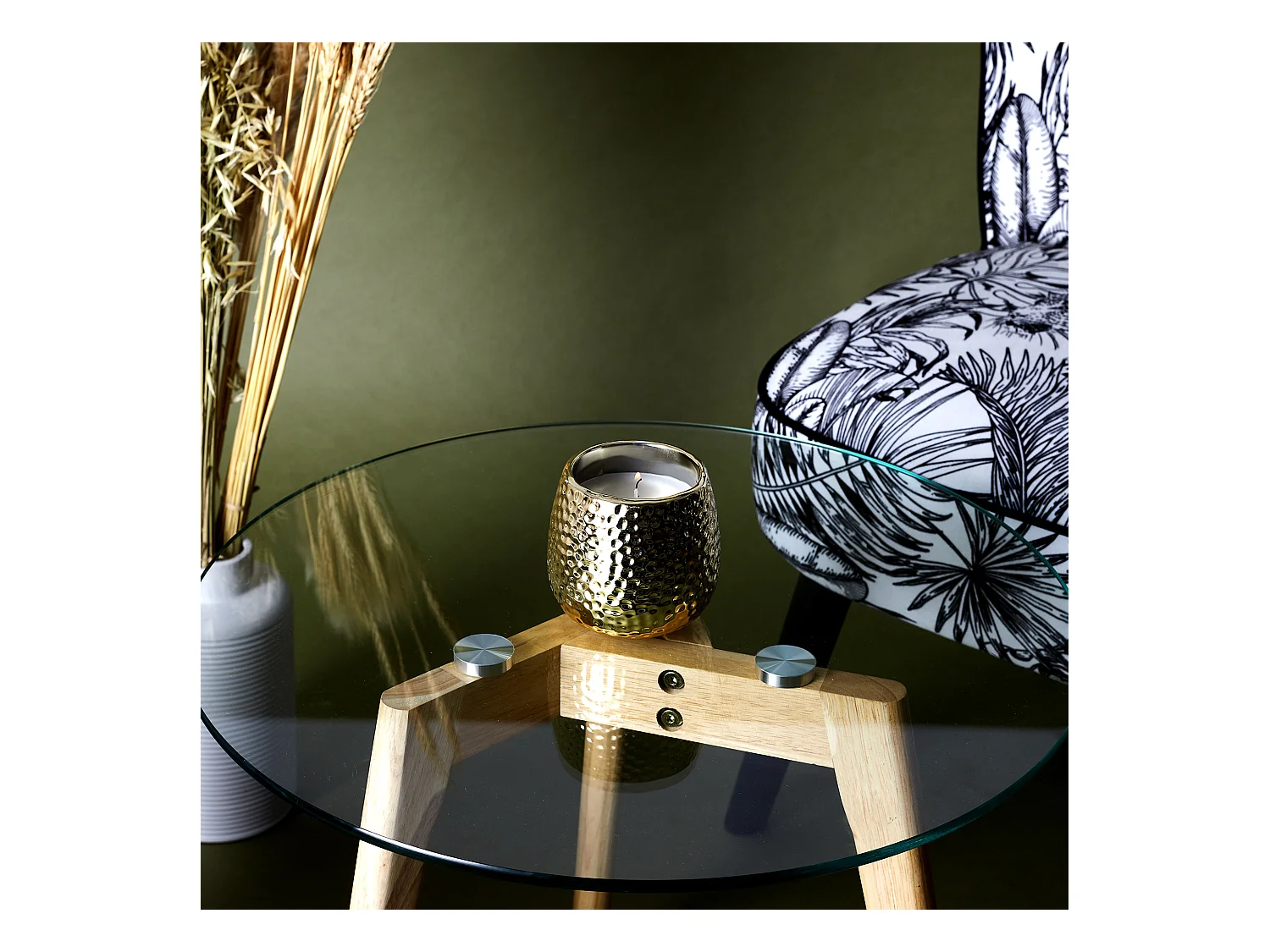 Bougie Parfumee Martelee Doree H9cm Or