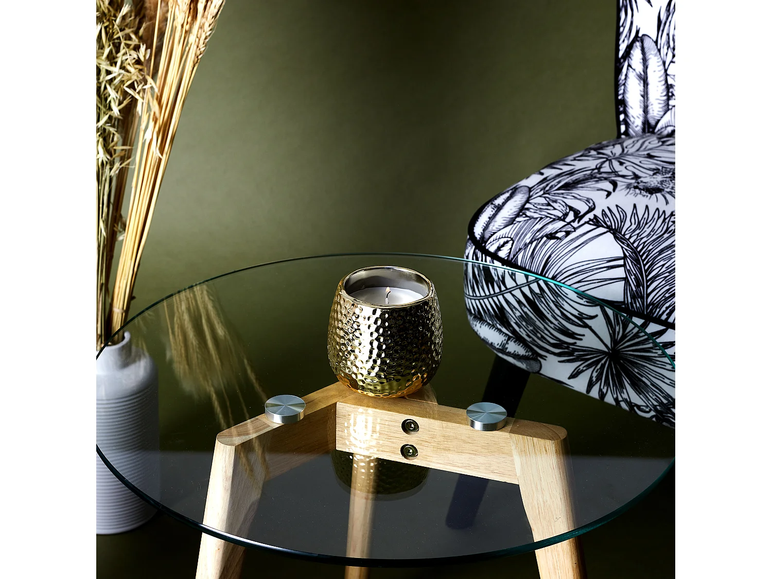 Bougie Parfumee Martelee Doree H9cm Or