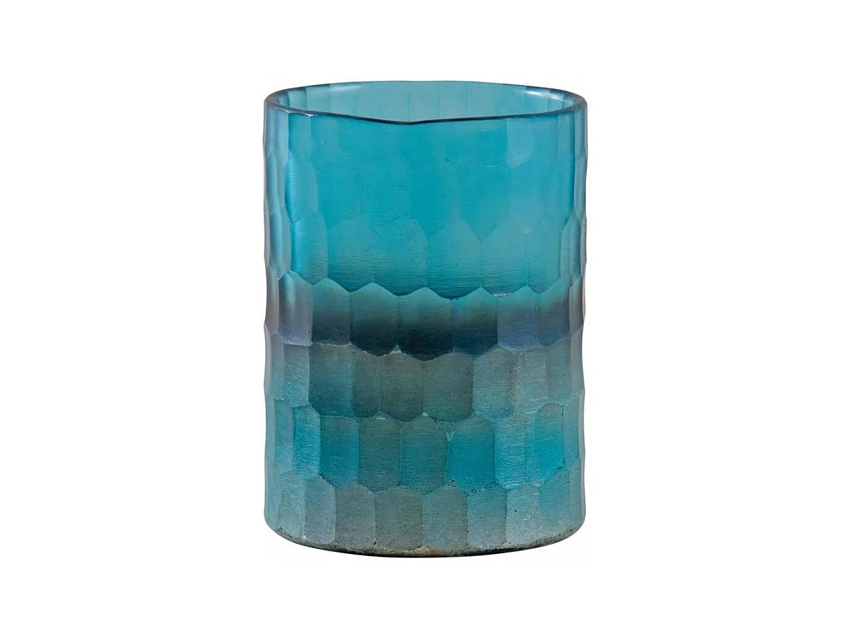 Photophore en verre mosaique turquoise