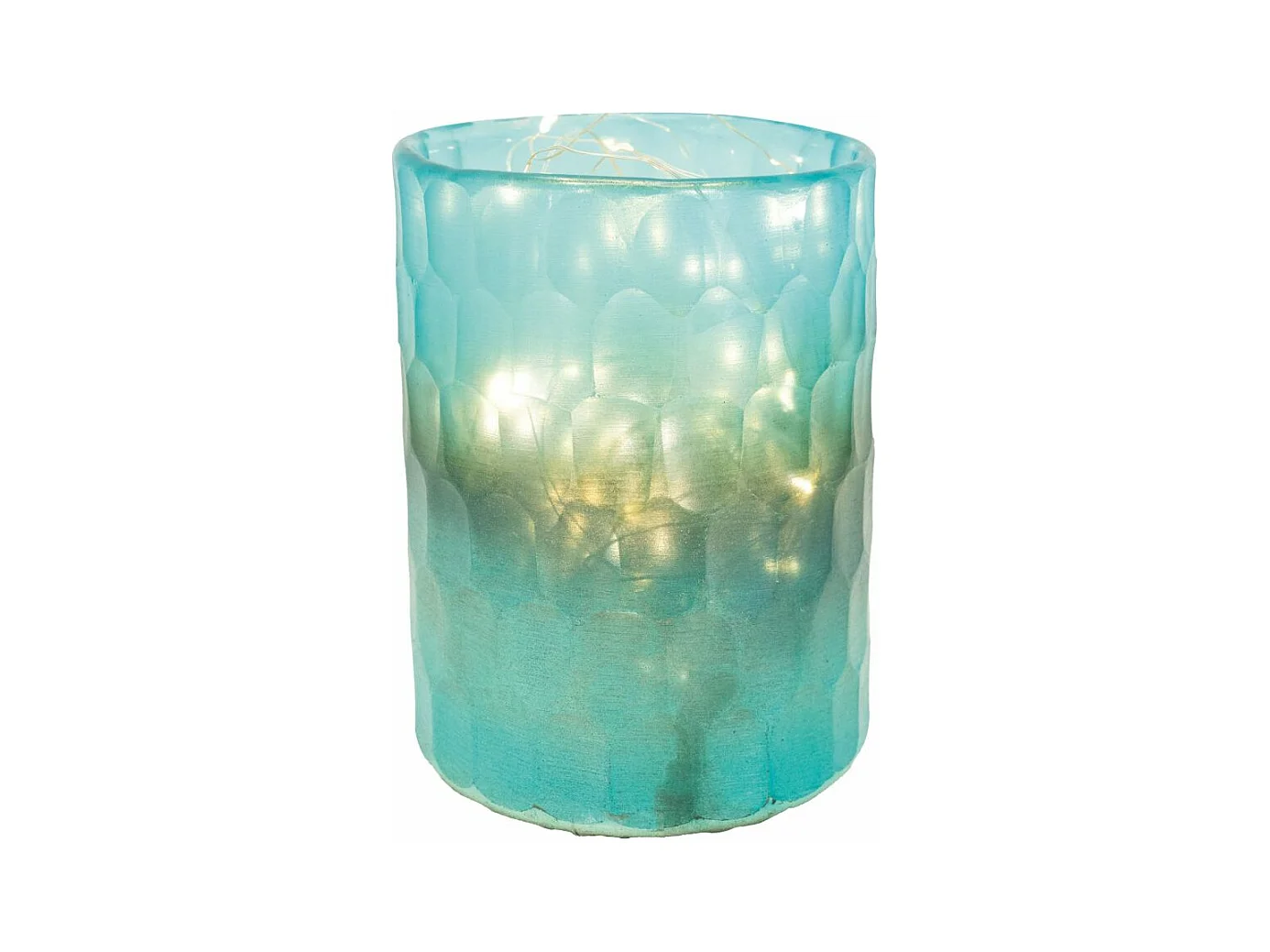 Photophore en verre mosaique turquoise