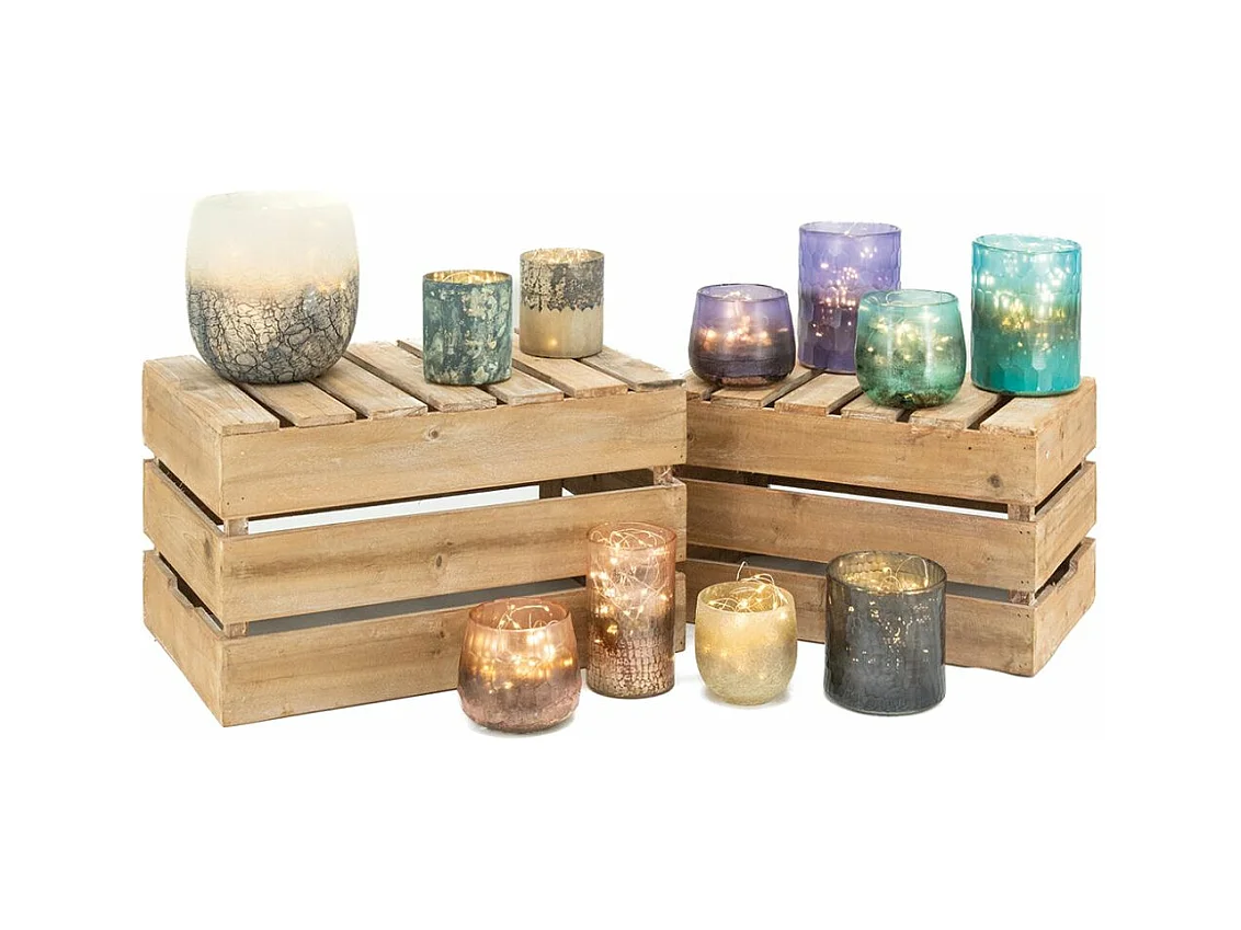 Photophore en verre mosaique turquoise