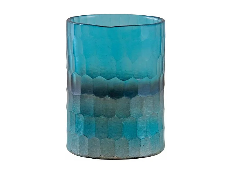 Photophore en verre mosaique turquoise