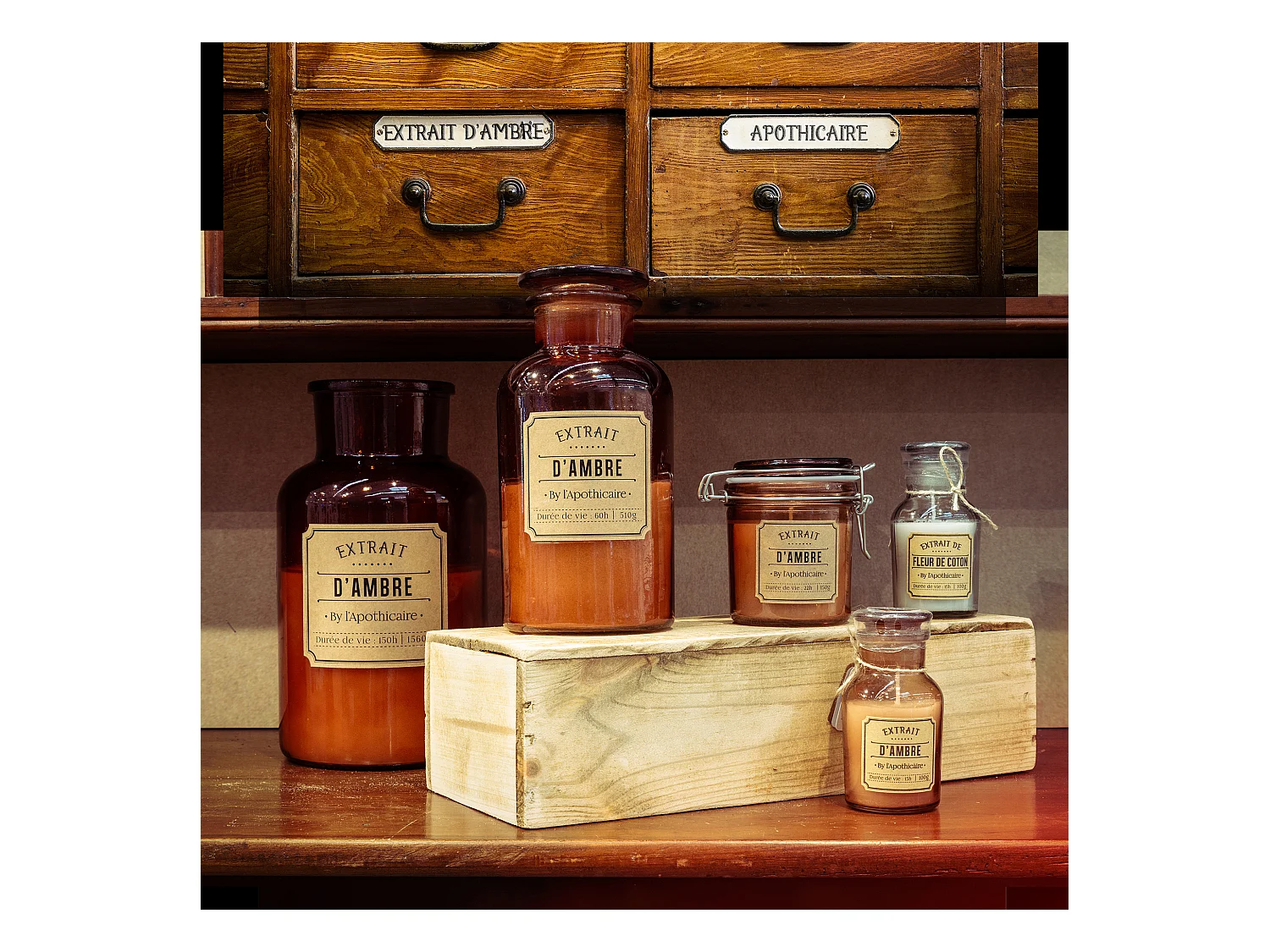 Bougie Parfumee Ambre Apothicaire H25.5cm Orange